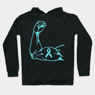 Flexed arm with Teal Awareness Ribbon Hoodie